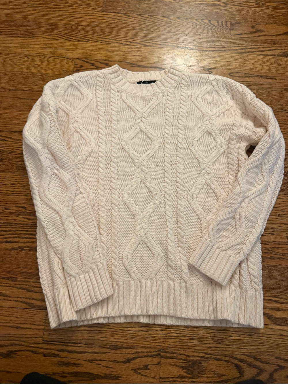 Classic Cream Cable Crewneck Sweater - Women